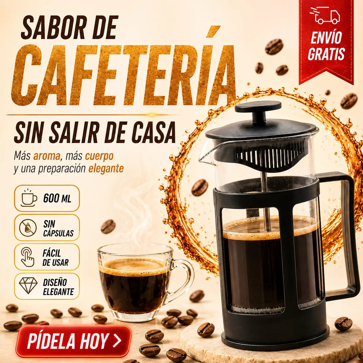 PRENSA FRANCESA DE CAFE 600ml