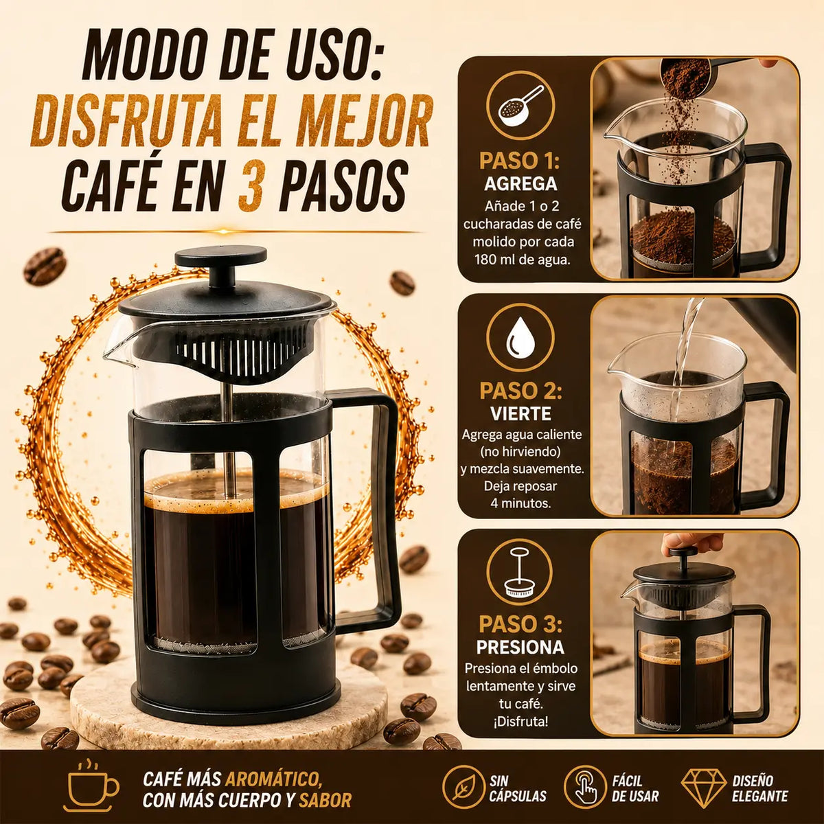 PRENSA FRANCESA DE CAFE 600ml